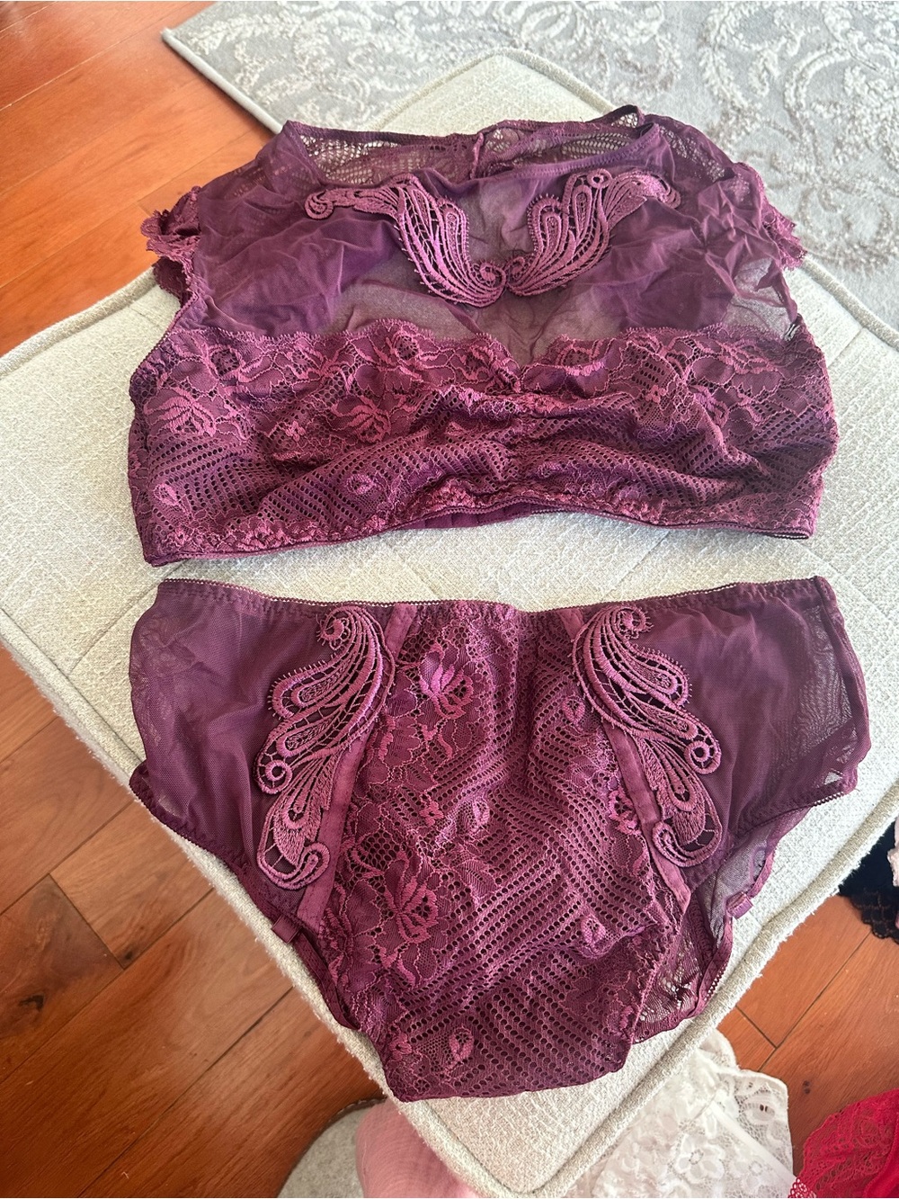 La SENZA Burgundy Lace Sheer Bralette & Brief Set
